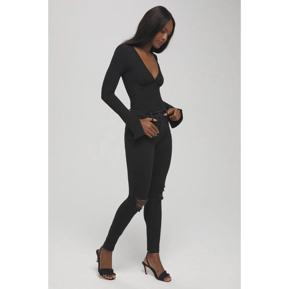 GOOD AMERICAN Good Waist Extreme V Jeans in Black - 28